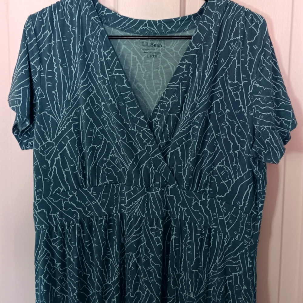 L.L.Bean Summer Knit Dress, Short-Sleeeve Print